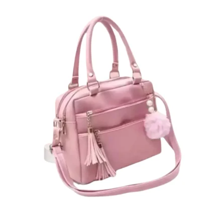 Ladies Leather Shoulder Handbag (Pink)
